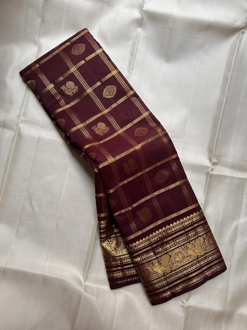 Deep Brown Kanchi Light Weight Silk Saree